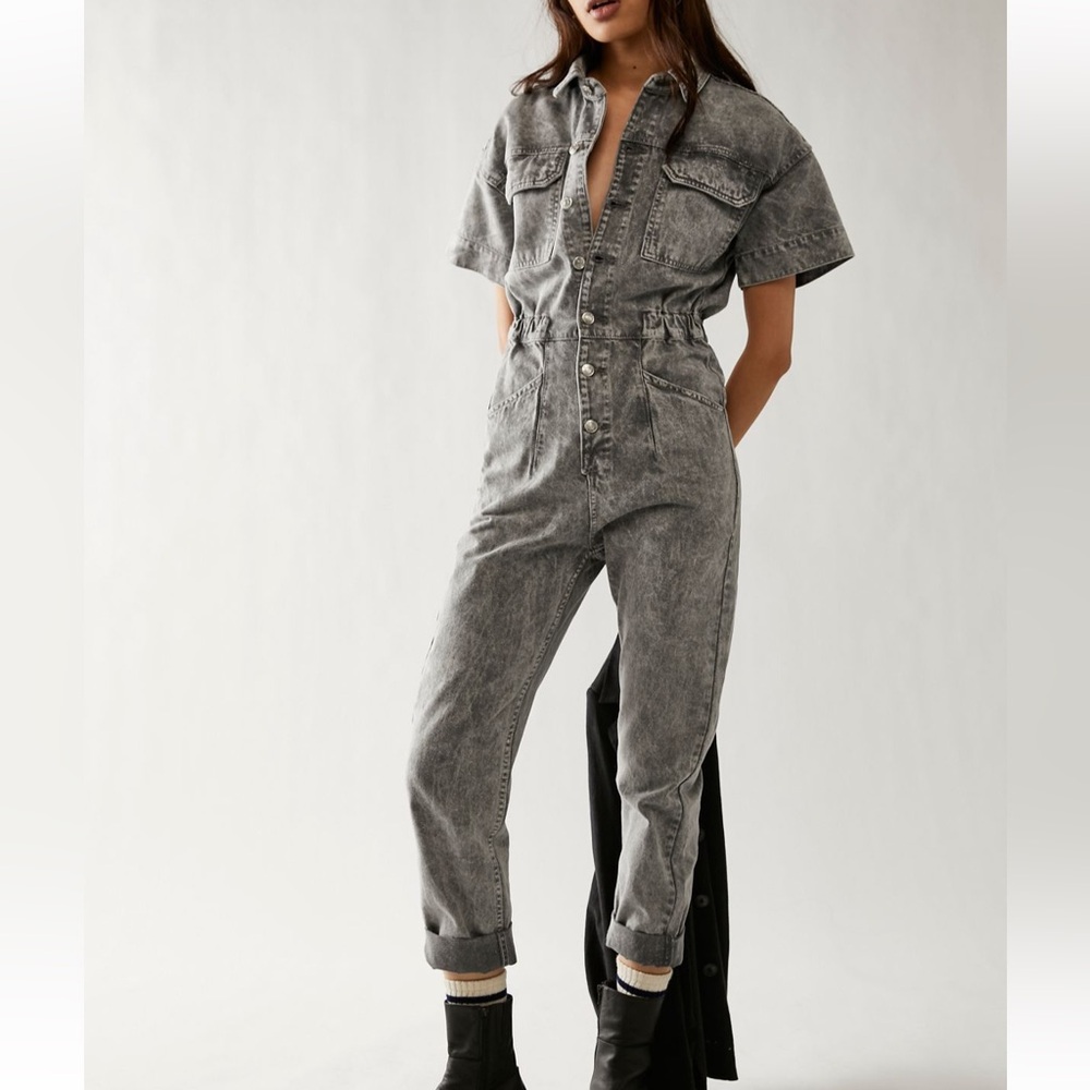 We the free Marci Coveralls in silver